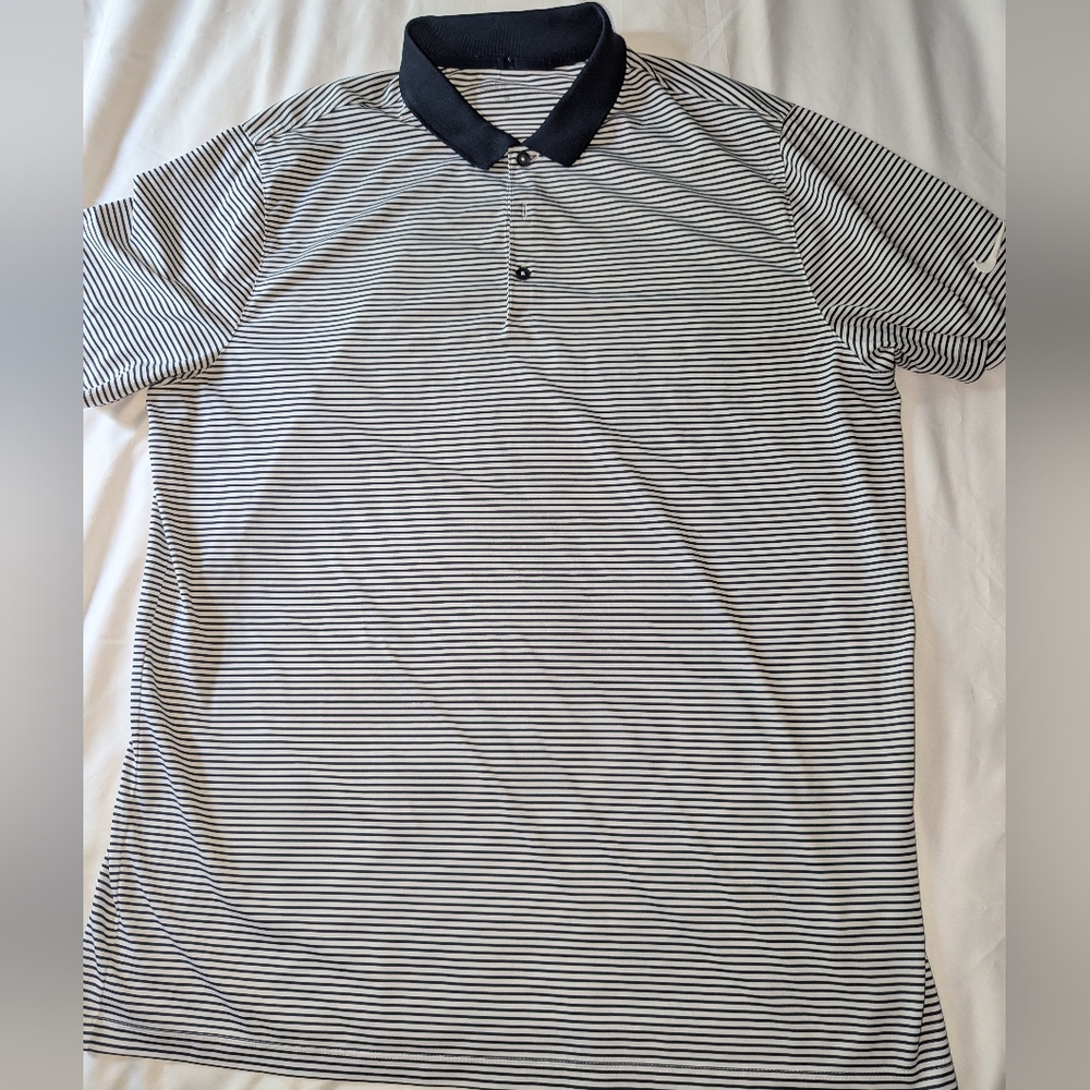 Nike Golf Men's XL Drifit Blue‎ Striped Short Sleeve Polo Shirt